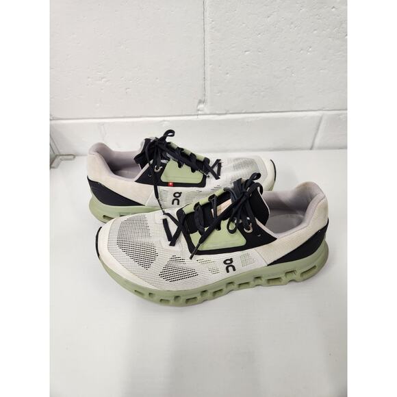On Other - On Cloud Men's Cloudstratus Textile Running Trainers, Sz 9, In White/Green/Black